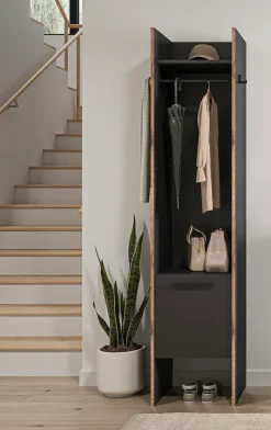 Home affaire Garderobenschrank »MUSTA, Breite: 42cm, inkl. Kleiderstange, 2 Haken, 1 Tür« Dielenschrank, Flurschrank, Schrank, Universalschrank, Sitzbank