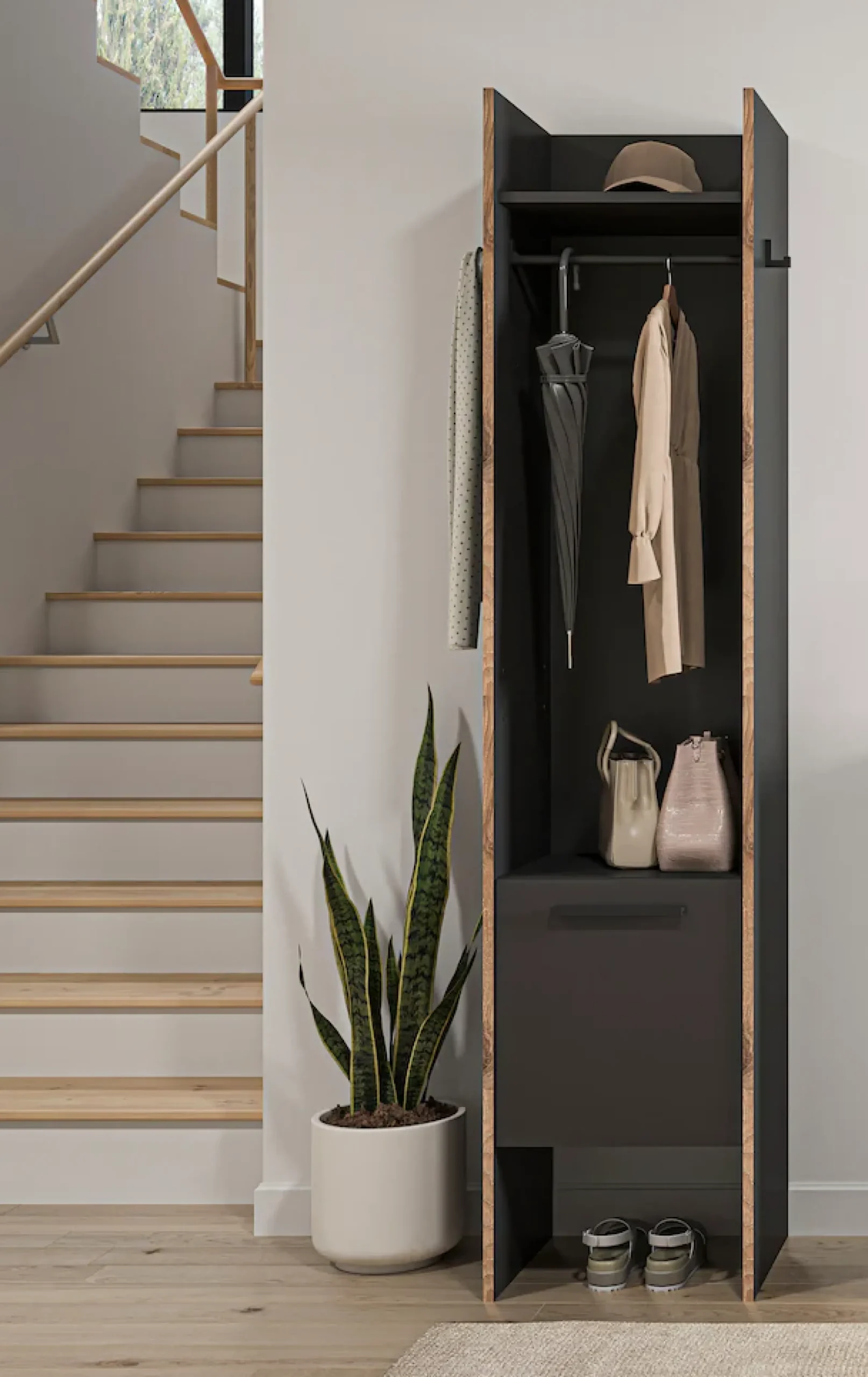 Home affaire Garderobenschrank »MUSTA, Breite: 42cm, inkl. Kleiderstange, 2 Haken, 1 Tür« Dielenschrank, Flurschrank, Schrank, Universalschrank, Sitzbank
