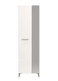 Home affaire Garderobenschrank »Como, Kleiderschrank, Stauraumschrank, Flurschrank, Höhe 195 cm« in Opaque Weiß mit MDF-beschichtet Fronten, mit Spiegel