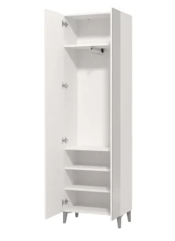 Home affaire Garderobenschrank »Como, Kleiderschrank, Stauraumschrank, Flurschrank, Höhe 195 cm« in Opaque Weiß mit MDF-beschichtet Fronten, mit Spiegel