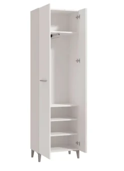 Home affaire Garderobenschrank »Como, Kleiderschrank, Stauraumschrank, Flurschrank, Höhe 195 cm« in Opaque Weiß mit MDF-beschichtet Fronten, mit Spiegel