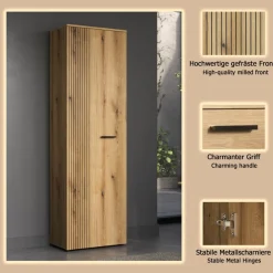 Home affaire Garderobenschrank »Amrum« 1 Stk. tlg. Garderobenschrank mit 2 Türen & 1 Kleiderstange – (B/T/H) 60/36/196 cm