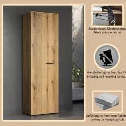 Home affaire Garderobenschrank »Amrum« 1 Stk. tlg. Garderobenschrank mit 2 Türen & 1 Kleiderstange – (B/T/H) 60/36/196 cm