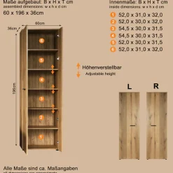 Home affaire Garderobenschrank »Amrum« 1 Stk. tlg. Garderobenschrank mit 2 Türen & 1 Kleiderstange – (B/T/H) 60/36/196 cm