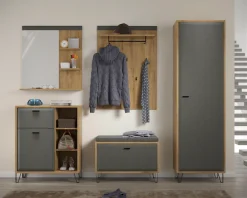 Home affaire Garderobenschrank »Belva« 1 Stk. tlg. Flurschrank mit 5 verstellbaren Böden und ausziehbarer Kleiderstange
