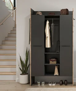 Home affaire Garderobenschrank »MUSTA, Breite: 70cm, mit Kleiderstange, 2 Haken, 2 Türen, 1 Hutablage« Dielenschrank, Flurschrank, Schrank, Universalschrank, Sitzbank