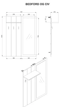 Home affaire Garderoben-Set »Bedford, Flurmöbel, Dielenmöbel, Flurschrank, Flurgarderobe B= 231 cm« 4tlg, 4 Stk. tlg.