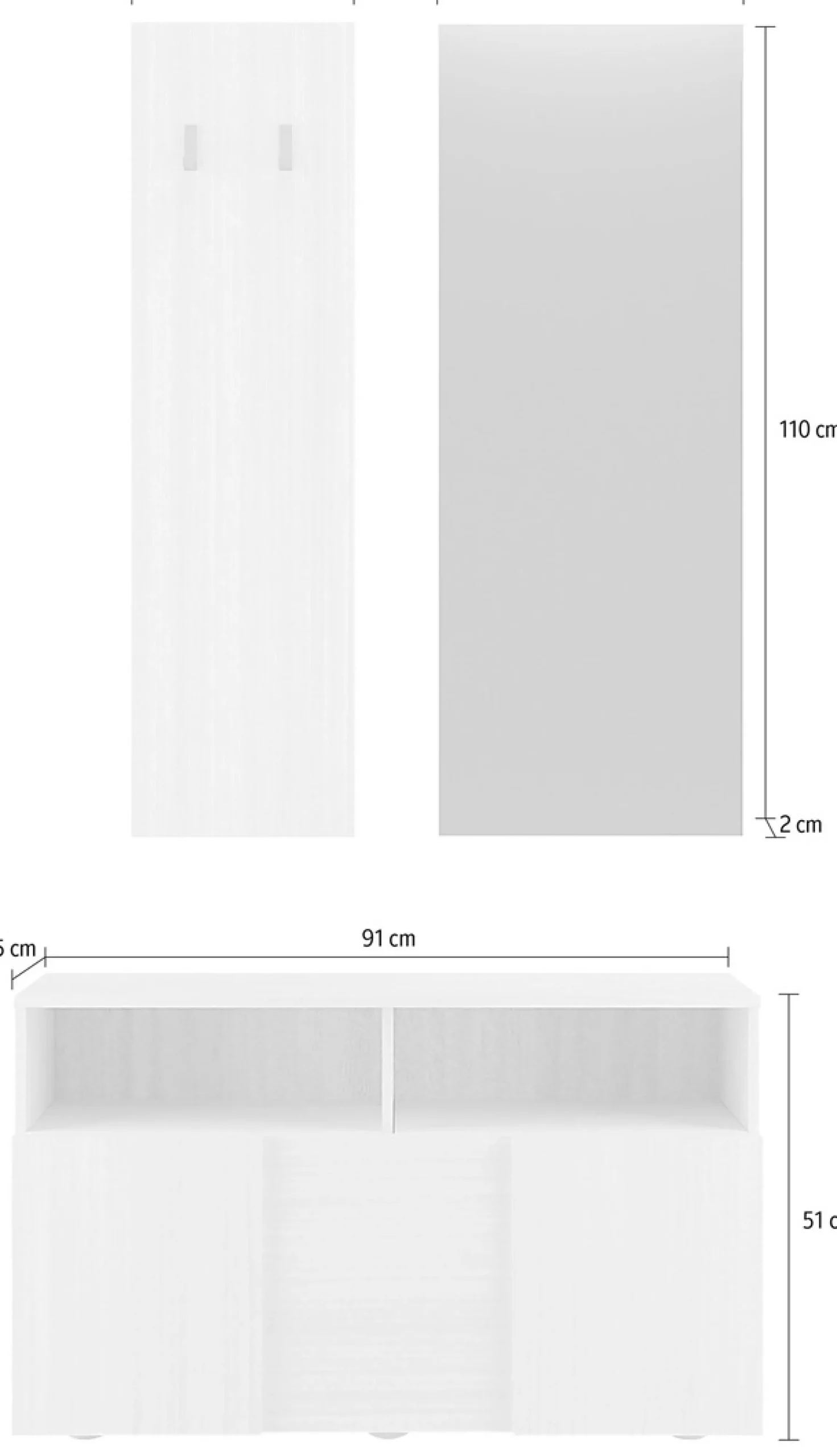 Home affaire Garderoben-Set »Dama 3tlg. Breite 91 cm, Höhe 187 cm, Front in 3D-Optik,« 3 Stk. tlg.