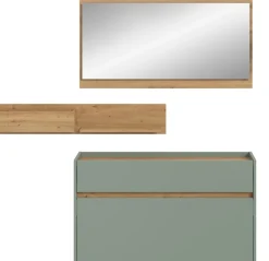 Home affaire Garderoben-Set »EVRID, 3-teilig, Breite 140 cm, individuell hängbar & erweiterbar« best. aus: Kommode, Wandboard & Spiegel, 3 Stk. tlg.