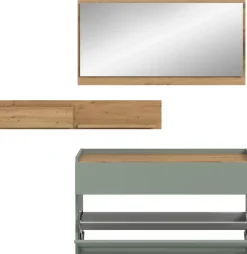 Home affaire Garderoben-Set »EVRID, 3-teilig, Breite 140 cm, individuell hängbar & erweiterbar« best. aus: Kommode, Wandboard & Spiegel, 3 Stk. tlg.