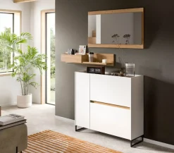 Home affaire Garderoben-Set »EVRID, 3-teilig, Breite 140 cm, individuell stellbar & erweiterbar« best. aus: Kommode, Wandboard & Spiegel, 3 Stk. tlg.