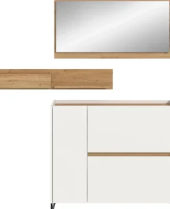 Home affaire Garderoben-Set »EVRID, 3-teilig, Breite 140 cm, individuell stellbar & erweiterbar« best. aus: Kommode, Wandboard & Spiegel, 3 Stk. tlg.