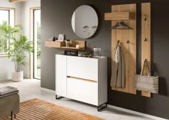 Home affaire Garderoben-Set »EVRID, 5-teilig, Breite 236 cm, individuell stellbar & erweiterbar« best. aus.: Wandboard, Kommode, Spiegel, Garderobenpaneel, Hakenleiste, 5 Stk. tlg.