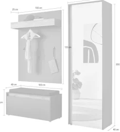 Home affaire Garderoben-Set »GIRON/CiTY, moderne Garderobe, Komplettset mit viel Stauraum« Komplett-Set, 3 Stk. tlg.