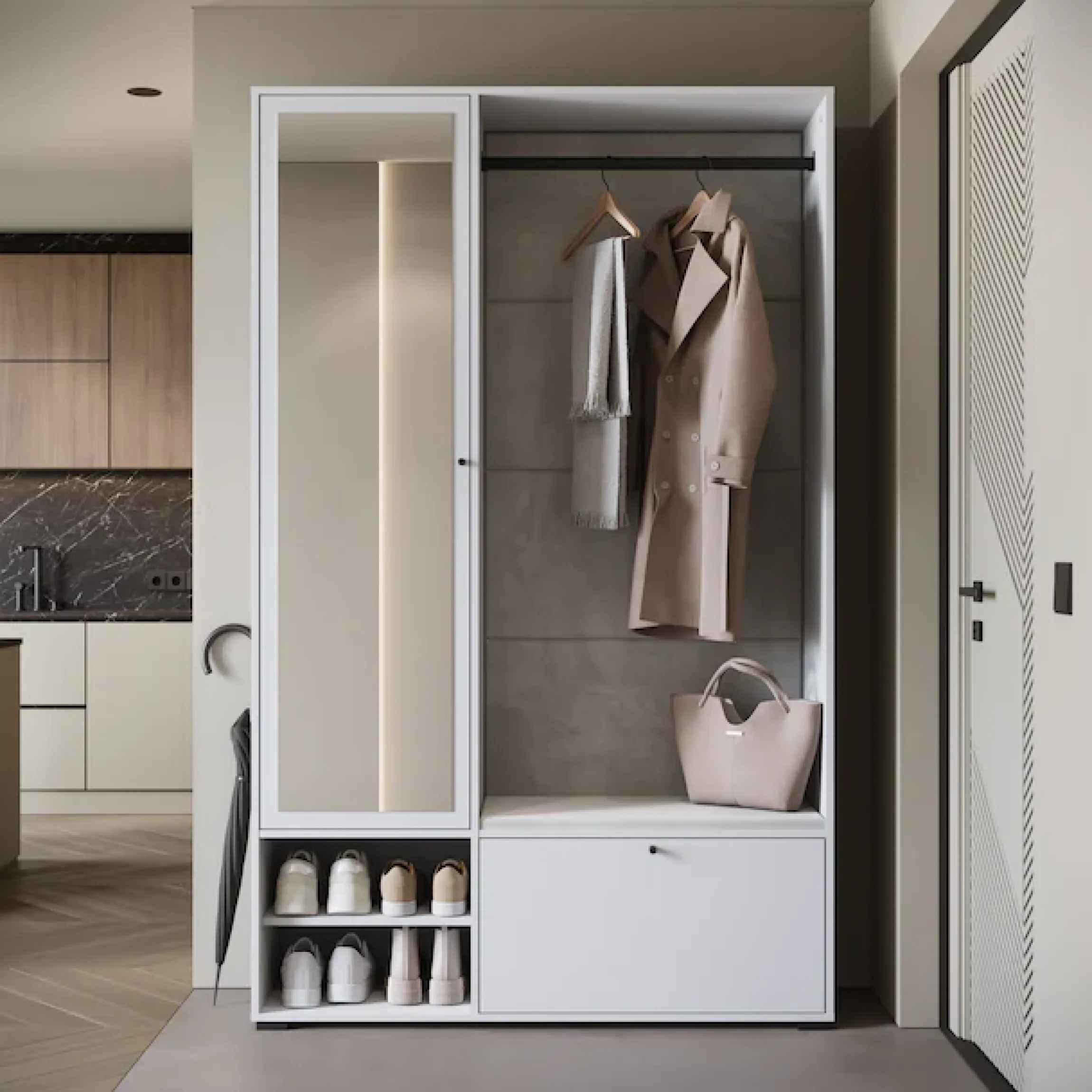 Home affaire Garderoben-Set »Garderobe mit Spiegel, Sitzbank und Kleiderstange« 1 Stk. tlg.