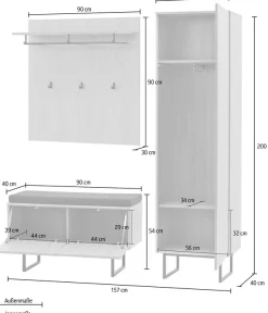 Home affaire Garderoben-Set »Lund, moderne Garderobe, Komplettset mit viel Stauraum« Set, 3 Stk. tlg.