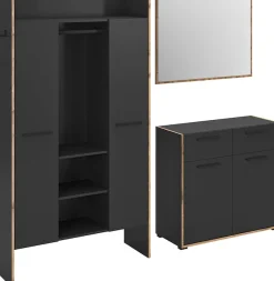 Home affaire Garderoben-Set »MUSTA, 3-teilig: Garderobenschrank, Kommode & Garderobenspiegel«