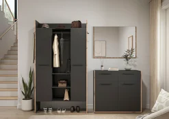 Home affaire Garderoben-Set »MUSTA, 3-teilig: Garderobenschrank, Kommode & Garderobenspiegel«