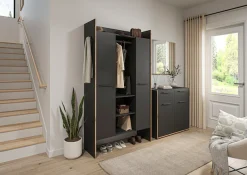 Home affaire Garderoben-Set »MUSTA, 3-teilig: Garderobenschrank, Kommode & Garderobenspiegel«