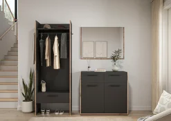 Home affaire Garderoben-Set »MUSTA, 3-teilig: Garderobenschrank, Kommode & Garderobenspiegel«
