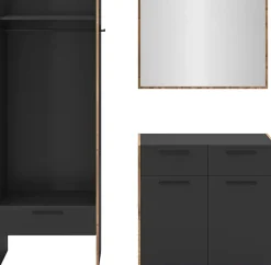 Home affaire Garderoben-Set »MUSTA, 3-teilig: Garderobenschrank, Kommode & Garderobenspiegel«