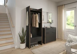 Home affaire Garderoben-Set »MUSTA, 3-teilig: Garderobenschrank, Kommode & Garderobenspiegel«