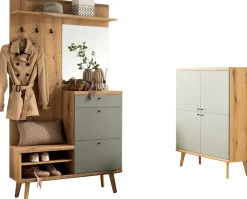 Home affaire Garderoben-Set »Mavas, Garderobe mit Stauraum, Garderobenschrank im Scandic Design« Set, 2 Stk. tlg.