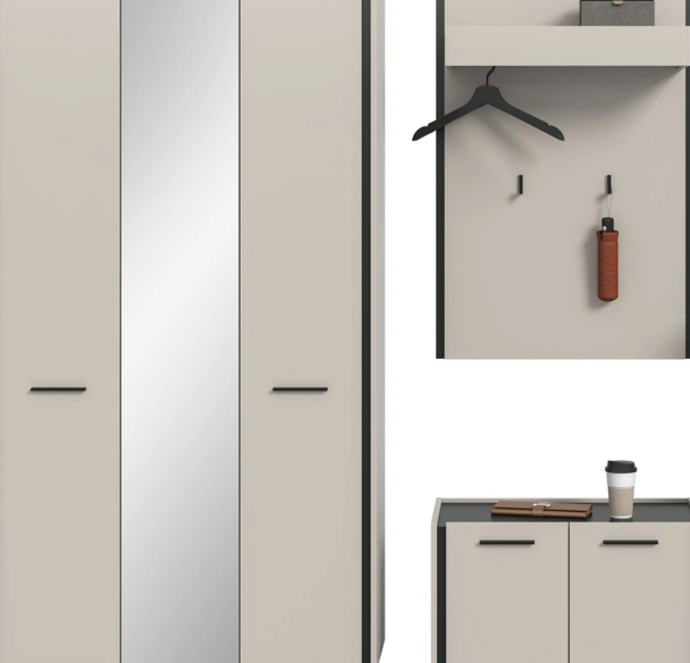 Home affaire Garderoben-Set »RAK, 3-teilige Garderoben-Kombination, Breite ca.197 cm« Garderobenschrank, Sitzbank, Garderobenpaneel, 3 Stk. tlg.