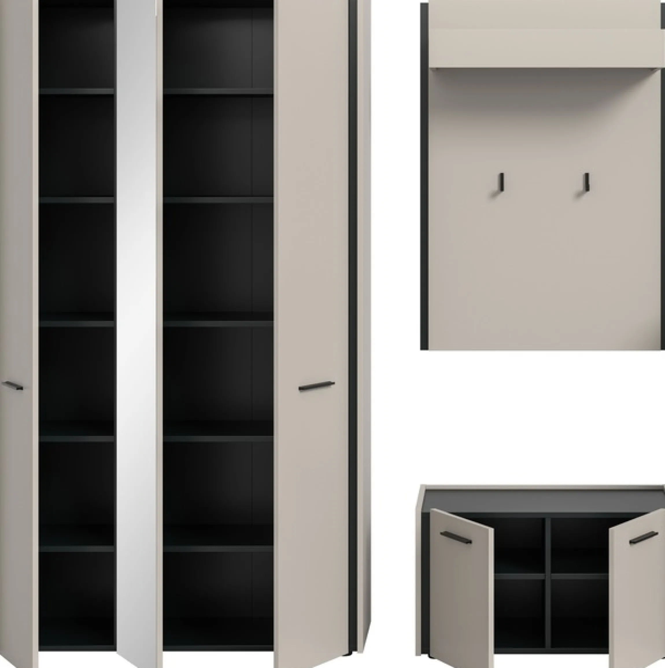 Home affaire Garderoben-Set »RAK, 3-teilige Garderoben-Kombination, Breite ca.197 cm« Garderobenschrank, Sitzbank, Garderobenpaneel, 3 Stk. tlg.