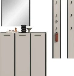 Home affaire Garderoben-Set »RAK, 4-teilige Garderoben-Kombination, Breite ca. 180 cm« Schuhkommode, Spiegel, 2x Hakenpaneel, 4 Stk. tlg.