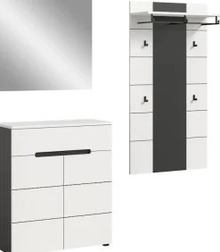 Home affaire Garderoben-Set »REHAT, TOPSELLER!, 3-teilig, Breite 175 cm, individuell erweiterbar« Set, bestehend aus: Kommode, Spiegel und Garderobenpaneel, 3 Stk. tlg.