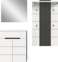 Home affaire Garderoben-Set »REHAT, TOPSELLER!, 3-teilig, Breite 175 cm, individuell erweiterbar« Set, bestehend aus: Kommode, Spiegel und Garderobenpaneel, 3 Stk. tlg.