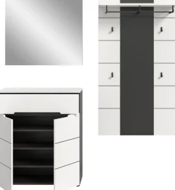 Home affaire Garderoben-Set »REHAT, TOPSELLER!, 3-teilig, Breite 175 cm, individuell erweiterbar« Set, bestehend aus: Kommode, Spiegel und Garderobenpaneel, 3 Stk. tlg.