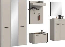 Home affaire Garderoben-Set »RAK, 5-teilige Garderoben-Kombination, Breite ca. 287 cm« Garderobenschrank, Sitzbank, Garderobenpaneel, Schuhkommode, Spiegel, 5 Stk. tlg.