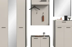Home affaire Garderoben-Set »RAK, 5-teilige Garderoben-Kombination, Breite ca. 287 cm« Garderobenschrank, Sitzbank, Garderobenpaneel, Schuhkommode, Spiegel, 5 Stk. tlg.