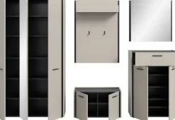 Home affaire Garderoben-Set »RAK, 5-teilige Garderoben-Kombination, Breite ca. 287 cm« Garderobenschrank, Sitzbank, Garderobenpaneel, Schuhkommode, Spiegel, 5 Stk. tlg.