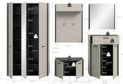 Home affaire Garderoben-Set »RAK, 5-teilige Garderoben-Kombination, Breite ca. 287 cm« Garderobenschrank, Sitzbank, Garderobenpaneel, Schuhkommode, Spiegel, 5 Stk. tlg.
