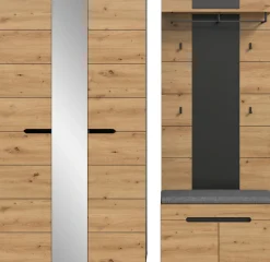 Home affaire Garderoben-Set »REHAT, TOPSELLER!, 4-teilig, Breite 200 cm, individuell stellbar« Set, best. aus: Garderobenschrank, Sitzbank, Sitzkissen & Garderobenpaneel, 4 Stk. tlg.