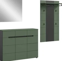Home affaire Garderoben-Set »REHAT, TOPSELLER!, 3-teilig, Breite 215 cm, individuell erweiterbar« Set, bestehend aus: Kommode, Spiegel und Garderobenpaneel, 3 Stk. tlg.