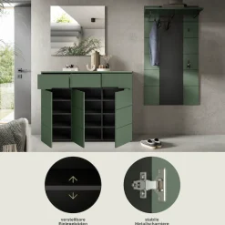 Home affaire Garderoben-Set »REHAT, TOPSELLER!, 3-teilig, Breite 215 cm, individuell erweiterbar« Set, bestehend aus: Kommode, Spiegel und Garderobenpaneel, 3 Stk. tlg.