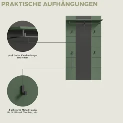 Home affaire Garderoben-Set »REHAT, TOPSELLER!, 3-teilig, Breite 215 cm, individuell erweiterbar« Set, bestehend aus: Kommode, Spiegel und Garderobenpaneel, 3 Stk. tlg.