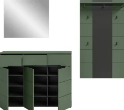 Home affaire Garderoben-Set »REHAT, TOPSELLER!, 3-teilig, Breite 215 cm, individuell erweiterbar« Set, bestehend aus: Kommode, Spiegel und Garderobenpaneel, 3 Stk. tlg.