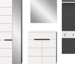Home affaire Garderoben-Set »REHAT, TOPSELLER!, 4-teilig, Breite 220 cm, individuell erweiterbar« Set, bestehend aus: Garderobenschrank, Kommode, Spiegel & Garderobenpaneel, 4 Stk. tlg.