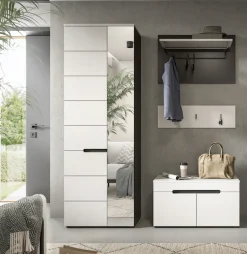 Home affaire Garderoben-Set »REHAT, TOPSELLER!, 4-teilig, Breite 160cm, individuell stellbar« bestehend aus: Garderobenschrank, Sitzbank, Paneel, Hakenleiste, 3 Stk. tlg.