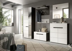 Home affaire Garderoben-Set »REHAT, TOPSELLER!, 4-teilig, Breite 160cm, individuell stellbar« bestehend aus: Garderobenschrank, Sitzbank, Paneel, Hakenleiste, 3 Stk. tlg.