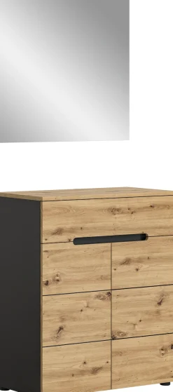 Home affaire Garderoben-Set »REHAT, TOPSELLER!, 2-teilig, Breite 80cm, individuell erweiterbar« bestehend aus: Garderobenspiegel und Schuhkommode, 2 Stk. tlg.