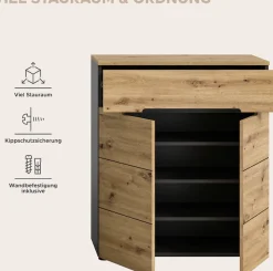 Home affaire Garderoben-Set »REHAT, TOPSELLER!, 2-teilig, Breite 80cm, individuell erweiterbar« bestehend aus: Garderobenspiegel und Schuhkommode, 2 Stk. tlg.