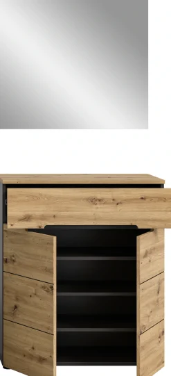 Home affaire Garderoben-Set »REHAT, TOPSELLER!, 2-teilig, Breite 80cm, individuell erweiterbar« bestehend aus: Garderobenspiegel und Schuhkommode, 2 Stk. tlg.