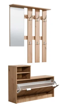 Home affaire Garderoben-Set »Ravenna Flurgarderobe, Dielenschrank, Kompaktgarderobe, Breite 100 cm« Komplett-Set, 2 Stk. tlg.