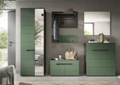 Home affaire Garderoben-Set »Rehat, Garderobenkombination, Breite 255cm« Garderobenschrank, Sitzbank, Paneel, Hakenleiste, Spiegel, Kommode, 6 Stk. tlg.